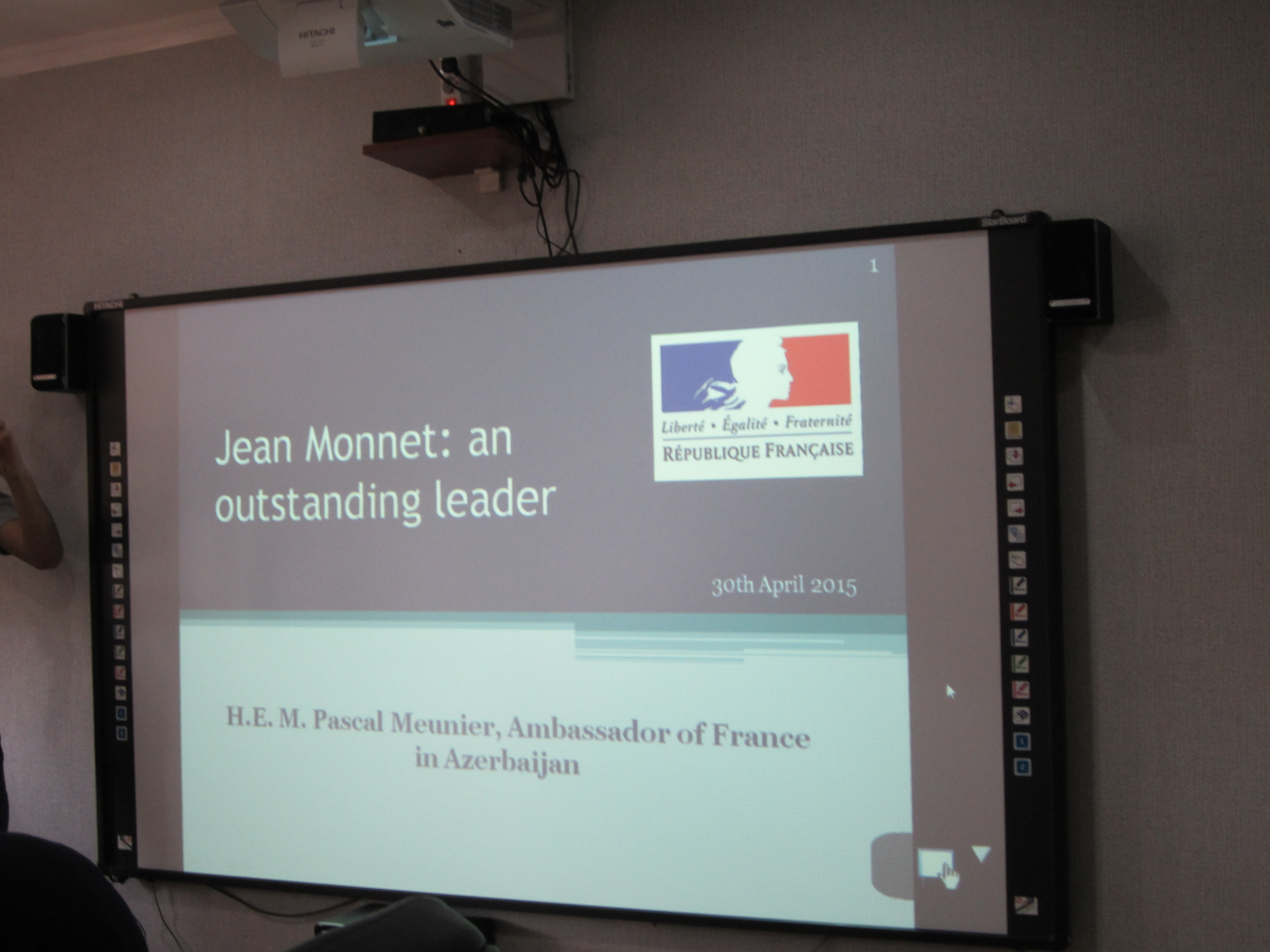30 April 2015 ” Seminar ” Jean Monnet: Role and Influence in European Integration ” ,in Baku , Azerbaijan . At Khazar University.